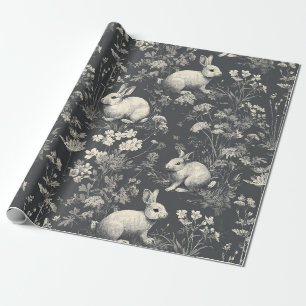Elegantes schwarzes Waldkaninchen-Toile-Muster Geschenkpapier