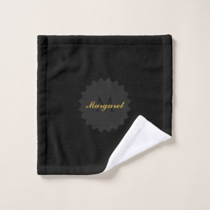 Elegantes schwarzes Wash-Tuch mit Name und Anfangs Waschlappen