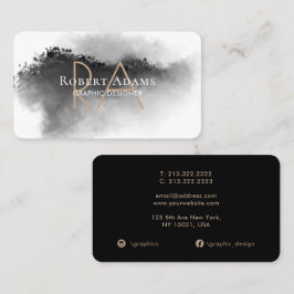 Elegantes Schwarzes Wasser Abstrakt Mit Monogramm Visitenkarte