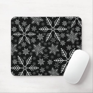 Elegantes Schwarzes Wasser Weißer Winter Schneeflo Mousepad