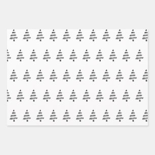 Elegantes Schwarzes Wasserfarben Tree Muster Weihn Geschenkpapier Set