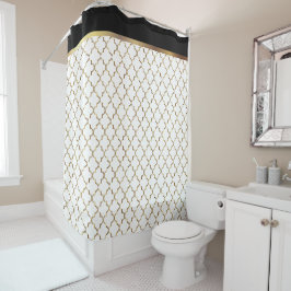 Elegantes Schwarzes, Weiß und GoldQuatrefoil Duschvorhang