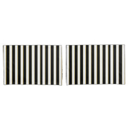 Elegantes schwarzes, weißes Goldgestreiftes Kissenbezug
