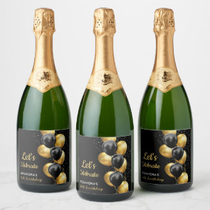 Elegantes Schwarzgold-Ballon-Chic-Geburtstags-Desi