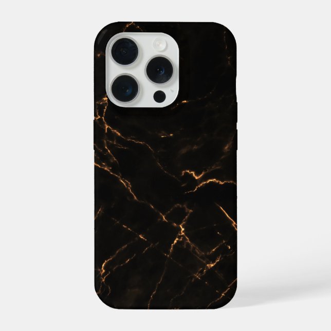 Elegantes Schwarzstein-Marmor-Muster iPhone 15 Pro Hülle (Rückseite)