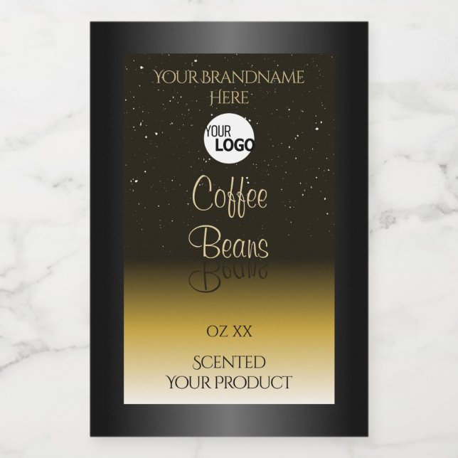 Elegantes Schwarzweiß-Beige Ombre-Logo Lebensmitteletikett (Einzelnes Label)