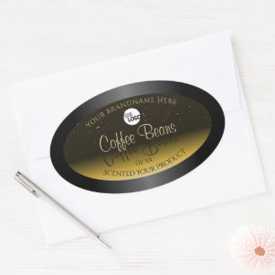 Elegantes Schwarzweiß-Beige Ombre-Logo Ovaler Aufkleber