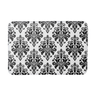 Elegantes Schwarzweiss-Damast-Muster Badematte