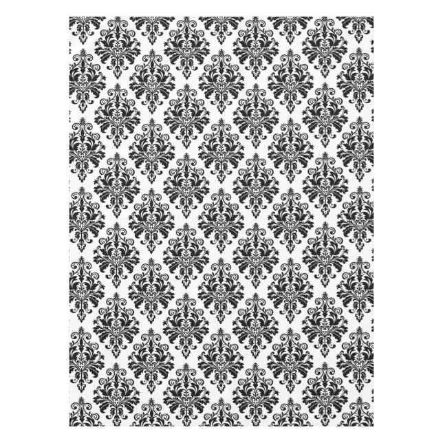 Elegantes Schwarzweiss-Damast-Muster Tischdecke (Vorderseite)