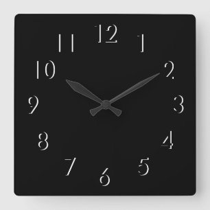 Elegantes Schwarzweiss-Minimalistisches Quadratische Wanduhr