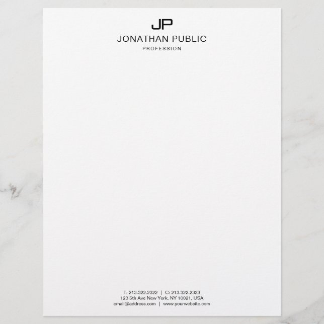 Elegantes Schwarzweiss-Monogramm-grundlegende Briefbogen (Vorderseite)