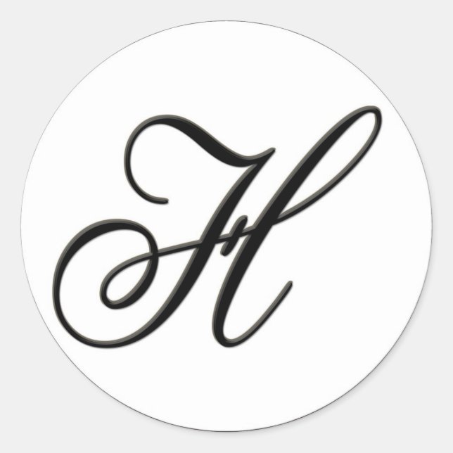 Elegantes Schwarzweiss-Monogramm H Runder Aufkleber (Vorderseite)