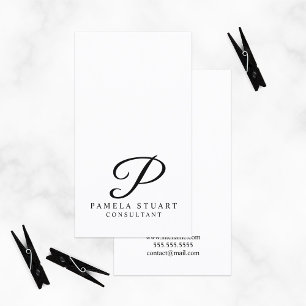 Elegantes Schwarzweiss-Monogramm Visitenkarte