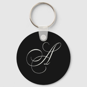 Elegantes Schwarzweiss-Monogramm - zeichnen Sie A Schlüsselanhänger