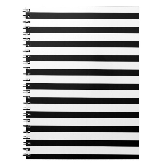 Elegantes Schwarzweiß-Streifen-Notebook Notizblock (Vorderseite)