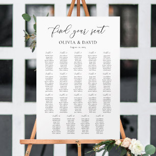 Elegantes Script 19 Tabellen Sitzdiagramm Poster
