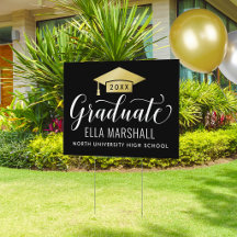 Elegantes Script 2025 Graduate Gold Black Abschlus