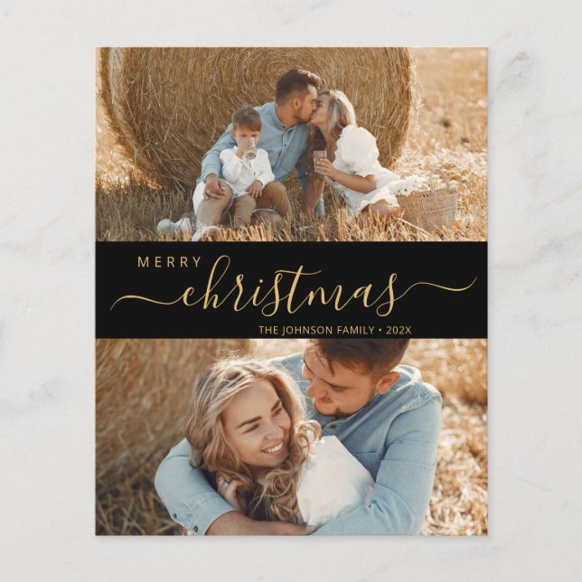 Elegantes Script 2 Foto Collage Weihnachts-Flyer Flyer (Vorne)