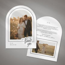 Elegantes Script 2 Foto Hochzeit Dankeschön Karte