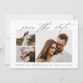 Elegantes Script 3 Foto Hochzeit Save The Date