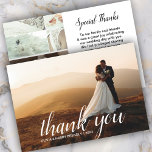 Elegantes Script 3 Foto Wedding Dankeschön Card Dankeskarte<br><div class="desc">Elegantes Script 3 Foto Hochzeit Dankeschön Karte. Personalisieren Sie diese elegante Foto Hochzeit Dankeschön Karten mit Ihren eigenen Fotos und Text. Sie können das Design mit der Schaltfläche Design bearbeiten weiter bearbeiten.</div>