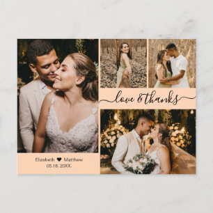 Elegantes Script 4 Foto Collage Wedding Vielen Dan Postkarte