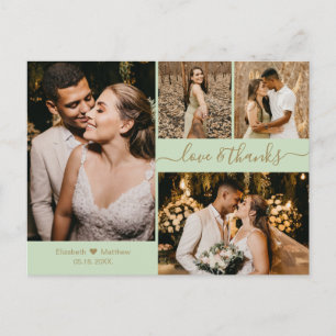 Elegantes Script 4 Foto Collage Wedding Vielen Dan Postkarte