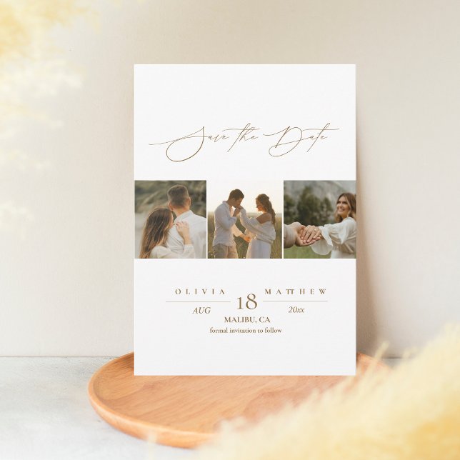 Elegantes Script 4 Foto Hochzeit Speichern Sie die Save The Date (Von Creator hochgeladen)
