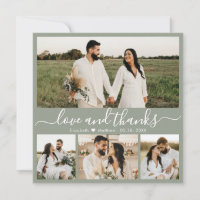 Elegantes Script 4 Foto Sage Green Collage Wedding