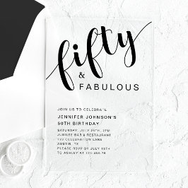 Elegantes Script 50. Geburtstag Acryleinladungen