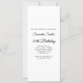 Elegantes Script 50. Geburtstag Einladung