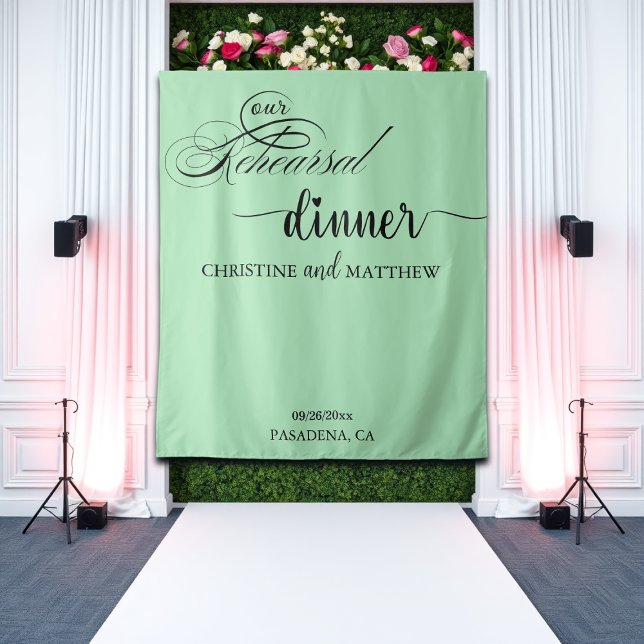Elegantes Script Aquamarin Probe Dinner Hintergrun Wandteppich (Von Creator hochgeladen)