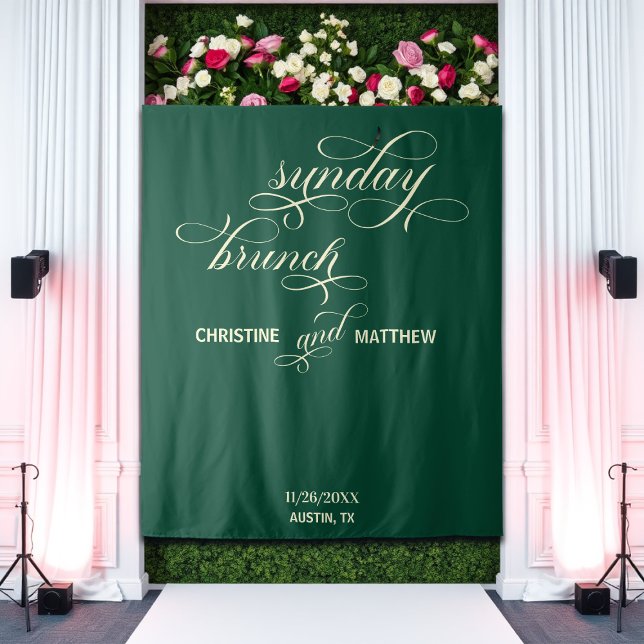 Elegantes Script Aquamariner Sonntagsbrunch Hinter Wandteppich (Von Creator hochgeladen)