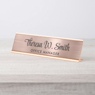 Elegantes Script Berufliche Rose Gold Schreibtischnamensplakette