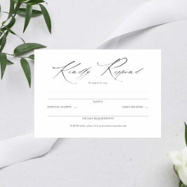 Elegantes Script Black and White Wedding Simple UA RSVP Karte