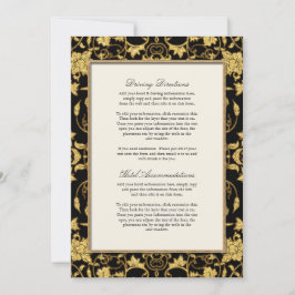 Elegantes Script Black Gold Glitzer Damask Hochzei Einladung