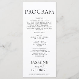 Elegantes Script Black & White Chic Hochzeit Programm