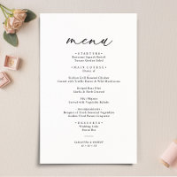 Elegantes Script Black & White Simple Wedding Menu