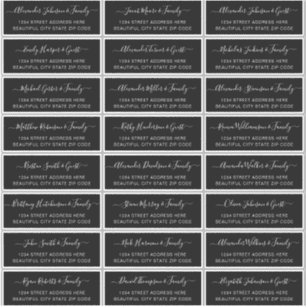 Elegantes Script Black White Wedding Guest Address Aufkleber