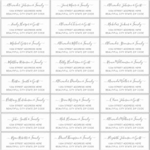 Elegantes Script Black White Wedding Guest Address Aufkleber