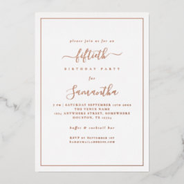 Elegantes Script Border 50. Geburtstagsparty Luxur Folieneinladung