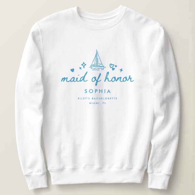 Elegantes Script Brautjungfer Abschiedspolterabend Sweatshirt (Design vorne)