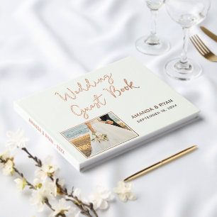 Elegantes Script Bride Groom Foto Hochzeit Gästebuch