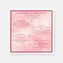 Elegantes Script Burgundy Rose Gold Wedding Menu