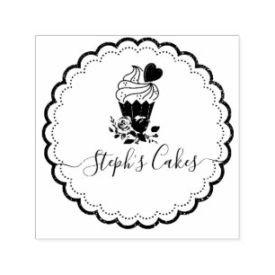 Elegantes Script Cakery Logo-Geschäft Permastempel