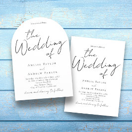 Elegantes Script Calligraphy Foto QR Code Hochzeit Einladung