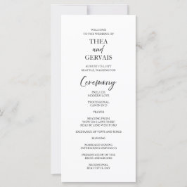Elegantes Script Calligraphy White Wedding Program