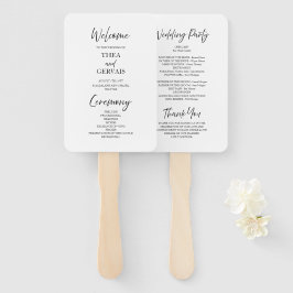 Elegantes Script Calligraphy White Wedding Program Fächer