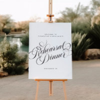 Elegantes Script Chic Hochzeit Probe Dinner Sign