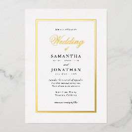 Elegantes Script Classic Minimal Wedding Gold Folieneinladung